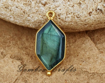 AAA Natural Labradorite Puffy Hexagon Pendant. 925 Silver Pendant. Top Quality Natural Labradorite Pendant In Sterling Statement Pendant.