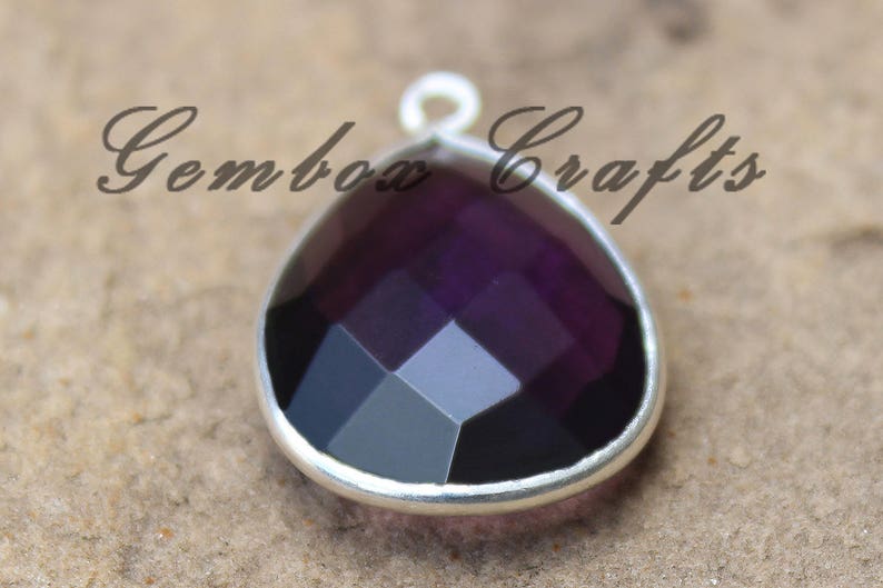 Amethyst Quartz 20x25mm Pear Briolette 925 Sterling Silver Plated Bezel Pendant