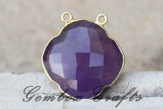 Amethyst Hydro Quartz Pear Briolette 925 Sterling Silver Gold Plated Textured Bezel Pendant