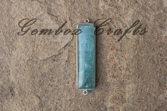 Natural Labradorite 10x40mm Rectangle Briolette 925 Sterling Silver Plated Bezel Connector