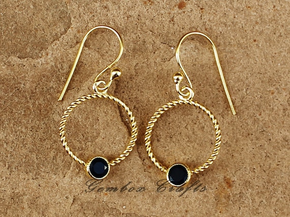Labradorite and Black Onyx Earrings 14k Gold-plated Silver Disk Post Dangle Labradorite and Black Onyx Earrings 14k Gold-plated Silver Disk Post Dangle