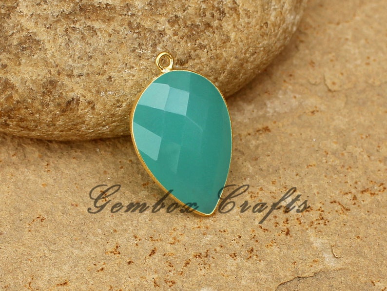 Aqua Hydro Quartz Pear Briolette Vermeil Bezel Pendant
