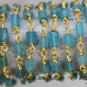 Apatite 3-6mm Chopasa Smooth Beaded Gold Plated Rosary Chain