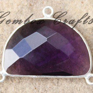 Ametistkvarts halvcirkelformad Briolet 925 sterlingsilverpläterad bezel med tre öglor