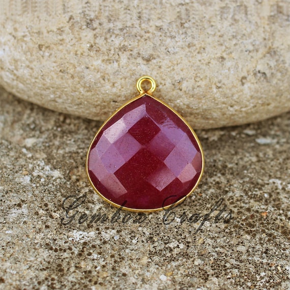 Sterling Silver Dyed Red Corundum Bead Charm Sterling Silver Dyed Red Corundum Bead Charm