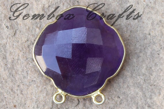Amethyst Hydro Quartz Pear Briolette 925 Sterling Silver Gold Plated Textured Bezel Pendant