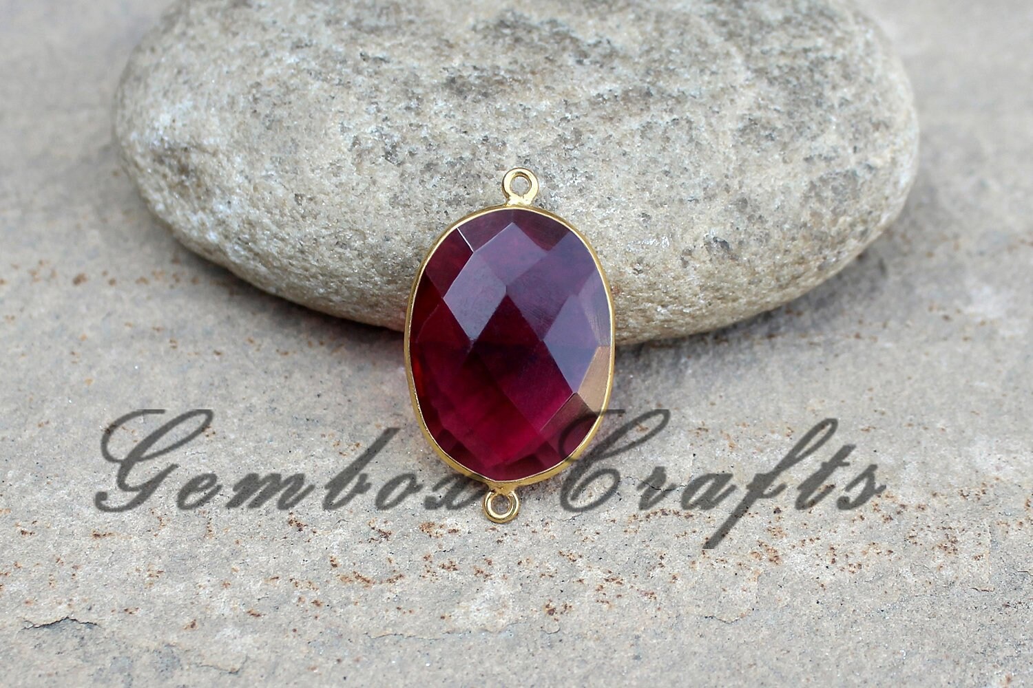 Ruby Hydro Quartz Oval Briolette 925 Sterling Silver Gold