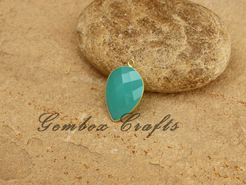 Aqua Hydro Quartz Pear Briolette Vermeil Bezel Pendant
