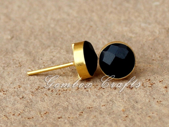 Boucles D'oreilles En Argent Sterling 925 Avec Onyx Noir - Créoles Rondes 5mm