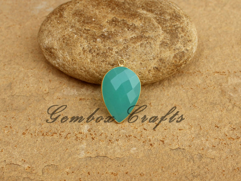 Aqua Hydro Quartz Pear Briolette Vermeil Bezel Pendant
