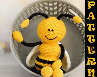 Easy Pattern Crochet Bee with Long Legs Bumblebee Amigurumi Pattern PDF crochet toy Insect pattern crochet animals pattern handmade toy