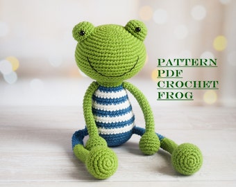 Easy Pattern Crochet Frog with Long Legs Frog Amigurumi PDF Crochet toy pattern Amigurumi pattern Froggy digital download pdf file Frog toy