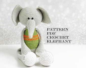Easy Pattern Crochet Elephant with Long Legs Elephant Amigurumi PDF Crochet toy pattern Amigurumi pattern Elephant digital download pdf file