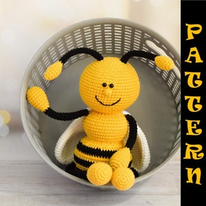 Easy Pattern Crochet Bee with Long Legs Bumblebee Amigurumi Pattern PDF crochet toy Insect pattern crochet animals pattern handmade toy