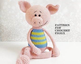 Easy Pattern Crochet Pig with Long Legs Piggy Amigurumi PDF Crochet toy pattern Amigurumi pattern Piglet digital download pdf file Pig toy