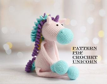 Easy Pattern Crochet Unicorn with Long Legs Unicorn Amigurumi PDF Crochet toy pattern Amigurumi pattern Unicorn digital download pdf file