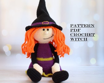 Easy Pattern Crochet Halloween Witch with Long Legs Amigurumi Witch Pattern Crochet toy pattern Witch digital download pdf file Witch toy