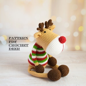 Easy Pattern Crochet Christmas Deer with Long Legs Christmas Deer Amigurumi PDF Crochet Toy Pattern Christmas Decor Pattern Digital download