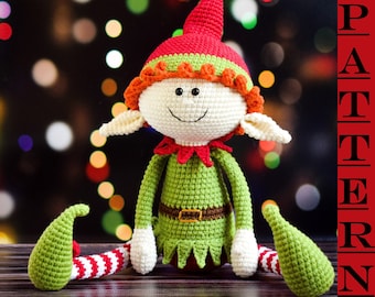 Easy Pattern Crochet Christmas Elf with Long Legs Christmas Elf Amigurumi PDF Crochet Toy Pattern Christmas Decor Pattern Digital download