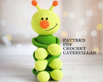 Easy Pattern Crochet Caterpillar with Long Legs Caterpillar Amigurumi crochet toy pattern stuffed caterpillar plushie PDF crochet pattern