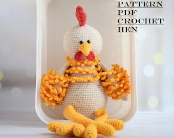 Easy Pattern Crochet Easter Hen with Long Legs Chicken Amigurumi PDF Crochet toy pattern Amigurumi pattern Chicken digital download pdf file