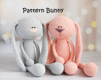 Easy Pattern Crochet Bunny with Long Legs Bunny Amigurumi PDF Crochet toy pattern Amigurumi pattern Bunny digital download pdf file