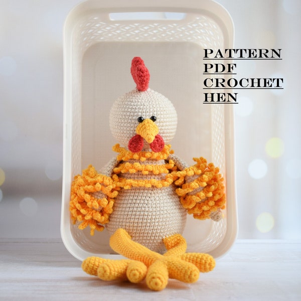 Easy Pattern Crochet Easter Hen with Long Legs Chicken Amigurumi PDF Crochet toy pattern Amigurumi pattern Chicken digital download pdf file