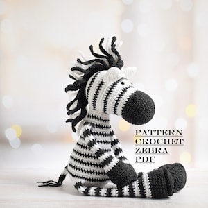 Patrón Fácil Crochet Cebra con Patas Largas Cebra Amigurumi PDF Patrón de juguete de ganchillo Patrón Amigurumi Cebra safari patrones de animales a crochet