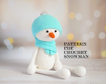 Easy Pattern Crochet Christmas Snowman with Long Legs Snowman Amigurumi PDF Crochet Toy Pattern Christmas Decor Pattern Digital download