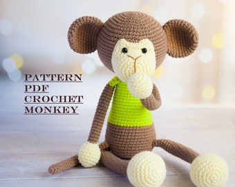 Easy Pattern Crochet Monkey with Long Legs Amigurumi Toy Monkey PDF Crochet pattern Amigurumi Pattern Handmade Toy Monkey digital file pdf