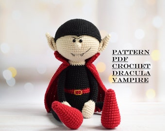 Easy Pattern Crochet Halloween Vampire Dracula with Long Legs Dracula Vampire Amigurumi PDF Crochet toy pattern Amigurumi Halloween Vampire