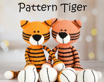 Easy Pattern Crochet Tiger with Long Legs Amigurumi Toy Tiger PDF Crochet pattern Amigurumi Pattern Handmade Toy Tiger digital file pdf