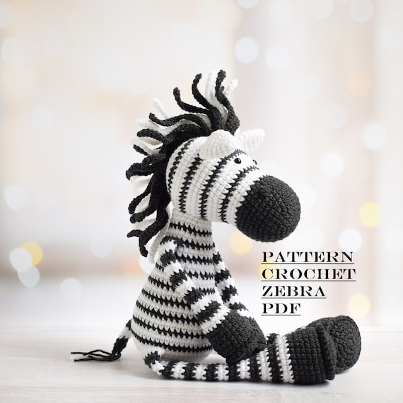 Easy Pattern Crochet Zebra with Long Legs Zebra Amigurumi PDF Crochet toy pattern Amigurumi pattern Zebra safari crochet animals patterns
