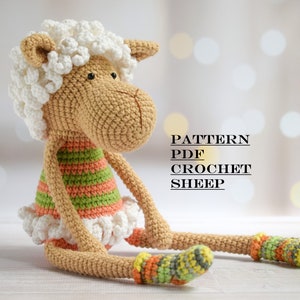 Easy Pattern Crochet Sheep with Long Legs Sheep Amigurumi PDF Crochet animal toy pattern Amigurumi pattern Sheep digital download pdf file