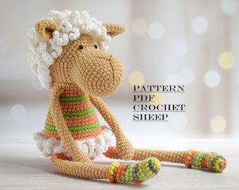 Easy Pattern Crochet Sheep with Long Legs Sheep Amigurumi PDF Crochet animal toy pattern Amigurumi pattern Sheep digital download pdf file