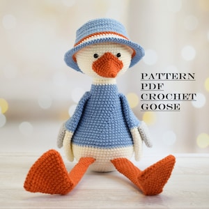 Easy Pattern Crochet Goose with Long Legs Goose Amigurumi PDF Crochet toy pattern Amigurumi pattern Goose digital download pdf Goose toy