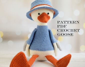Easy Pattern Crochet Goose with Long Legs Goose Amigurumi PDF Crochet toy pattern Amigurumi pattern Goose digital download pdf Goose toy