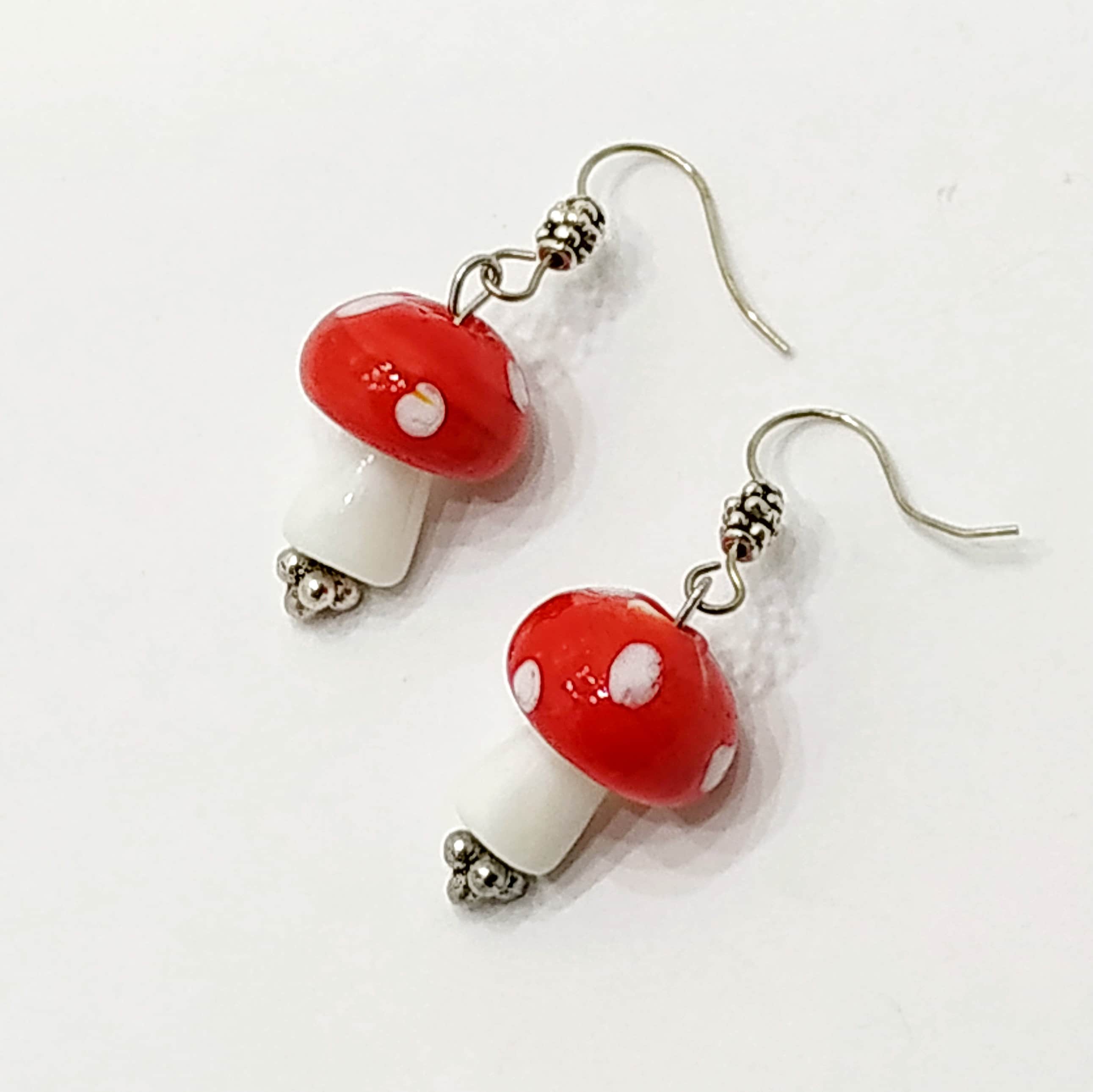 Cottagecore earrings Cute mushroom earrings Aesthetic earrings Etsy
