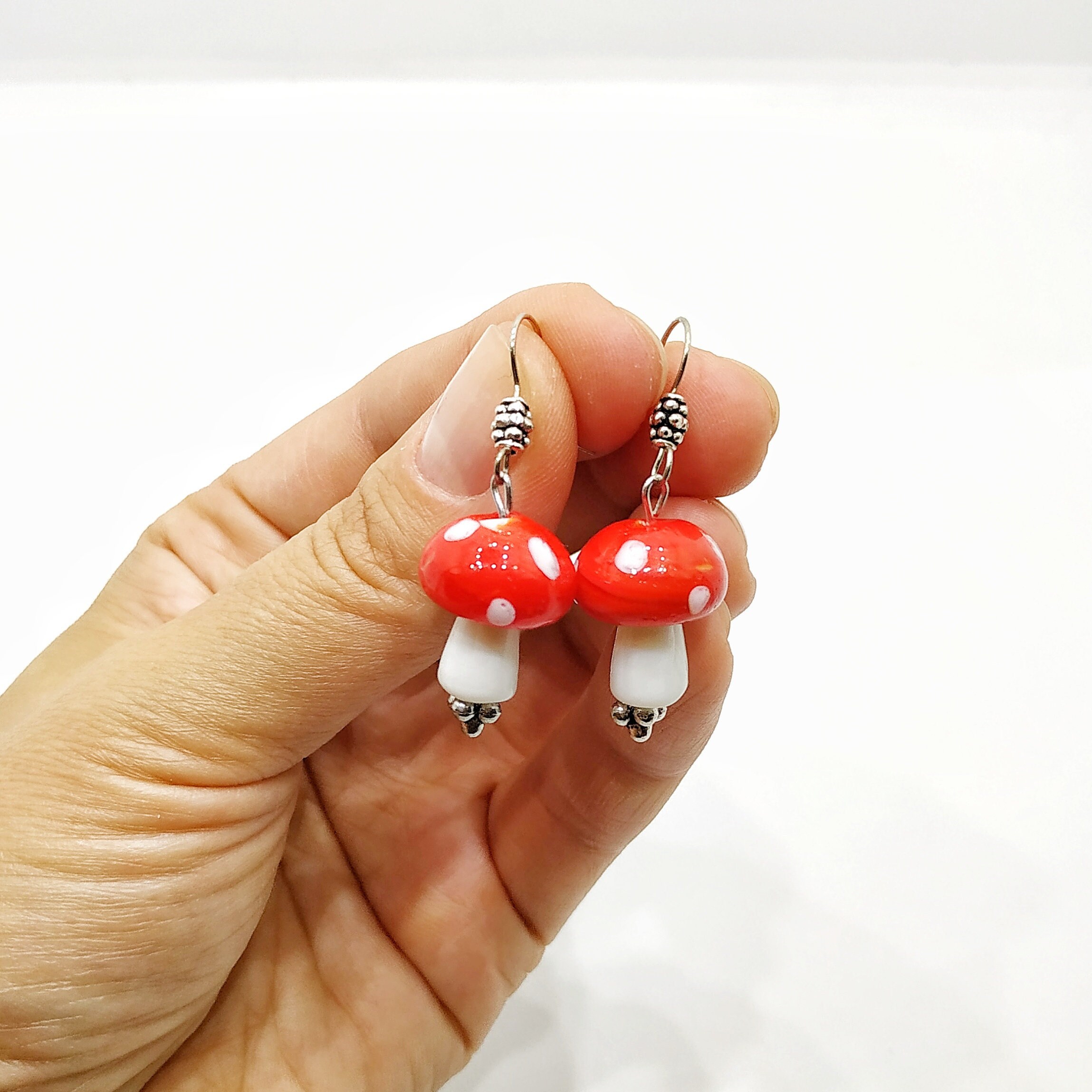 Cottagecore earrings Cute mushroom earrings Aesthetic earrings Etsy