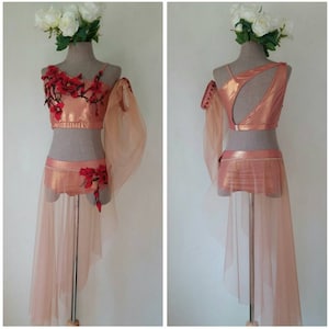 Flower Set Poledance show gymnastic with removing skirt