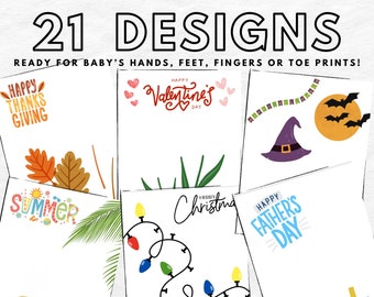 First Year of Prints File Bundle, Baby, Pdf, PNG, Handprints, Digital, Holidays, Seasons, Footprints, Fingerprints, Memory, Paint, DIY, Art