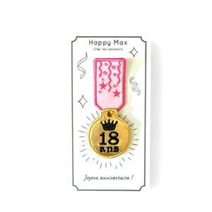 Pin’s brodé Anniversaire  rose | Cadeau Original 18, 20, 30, 40, 50, 60 ans