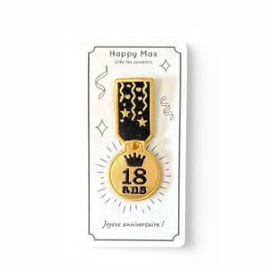 Pin’s brodé Anniversaire noir  | Cadeau Original 18, 20, 30, 40, 50, 60 ans