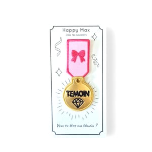 Pin’s “Témoin” + Carte Demande | Demande Témoin Mariée