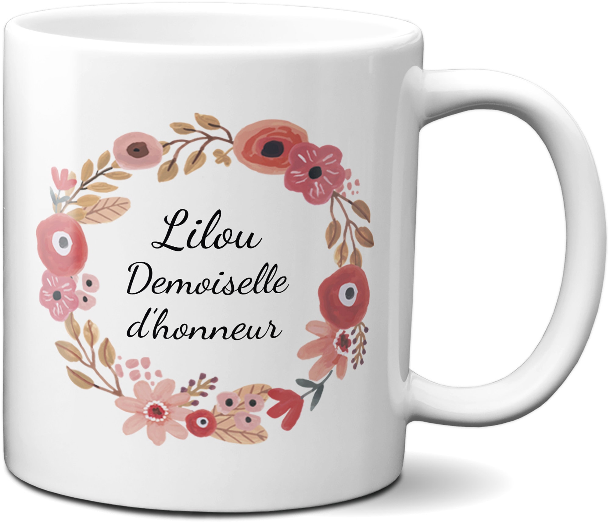 Mug Texte à Personnaliser Couronne Fleurs 3