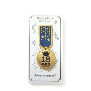 Pin’s brodé Anniversaire  bleu | Cadeau Original 18, 20, 30, 40, 50, 60 ans