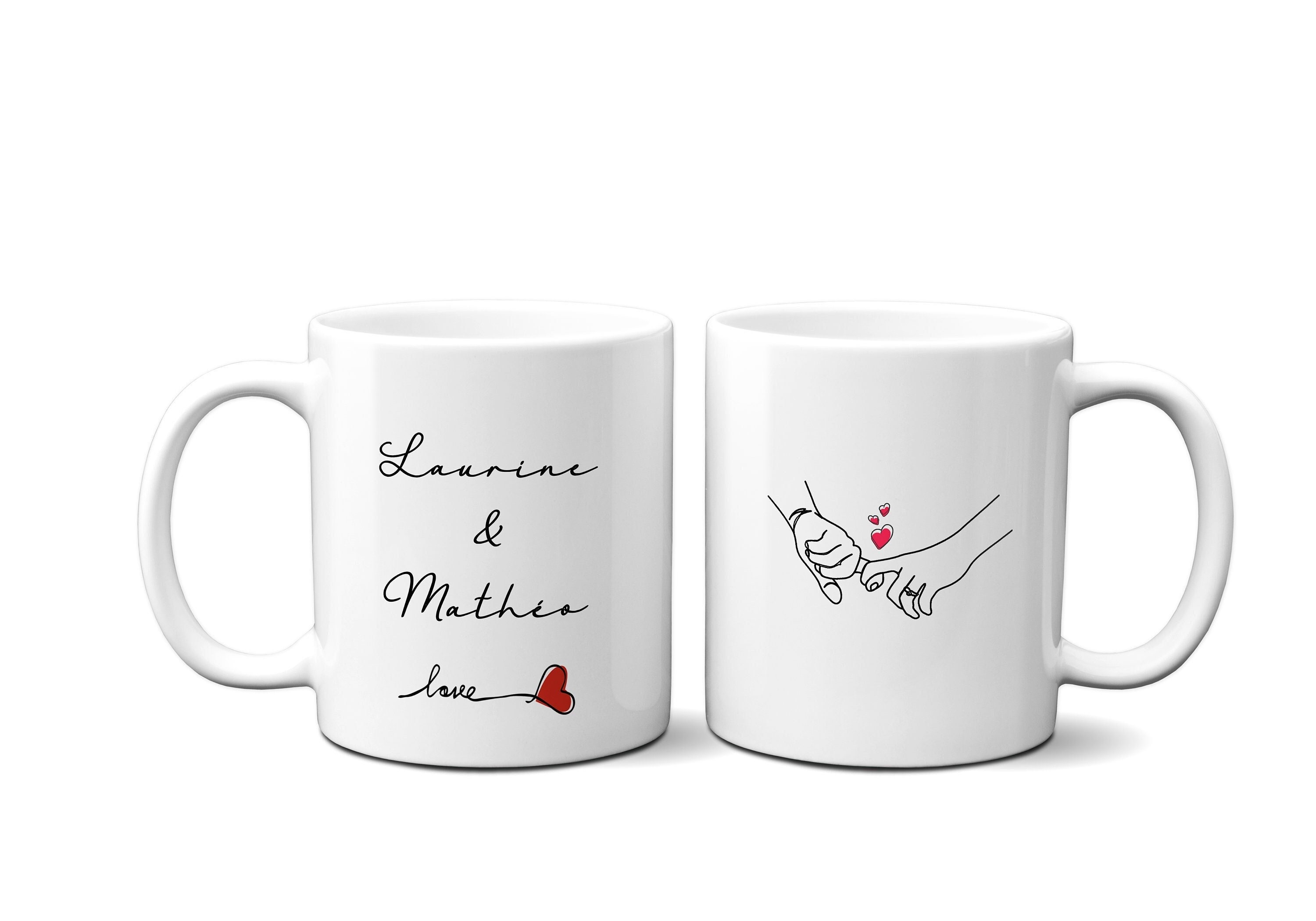 Mug Mains Enlacées, Texte à Personnaliser