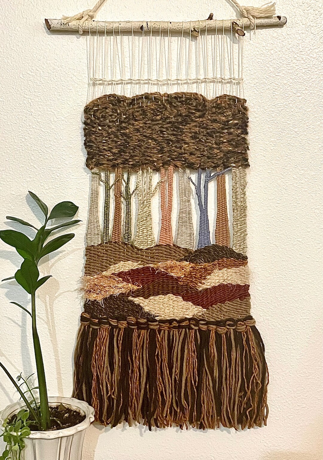 Woven Wall Hanging, Forest Weaving, Woven Wall Art, Nature Wall Hanging