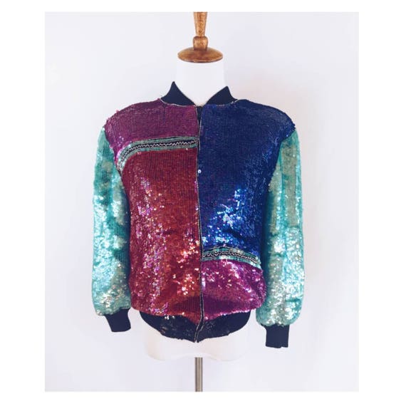Candlelight Colorblock Sequin Bomber