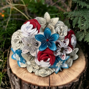 Handmade Bridal Bouquet: Alice In Wonderland Inspired Paper Roses & Book page Flowers Personalised wedding bouquet. Gift for Her